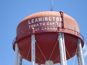 Leamington's Heritage Advisory Committee is objecting to a plan to paint the town's tomato-red water tower white. (Courtesy of Lee-Anne Setterington)