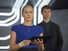 This photo provided by Lionsgate shows, Kate Winslet, left, as Jeanine, and Ansel Elgort, as Caleb, in a scene from the film, "The Divergent Series: Insurgent." The movie opens in U.S. theaters Friday, March 20, 2015. (AP Photo/Lionsgate, Andrew Cooper)