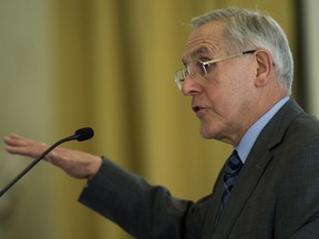 Ontario Energy Minister Bob Chiarelli speaks to the Toronto Board of Trade about the future of energy policy in Ontario in Toronto on Tuesday, February 3, 2015. THE CANADIAN PRESS/Nathan Denette