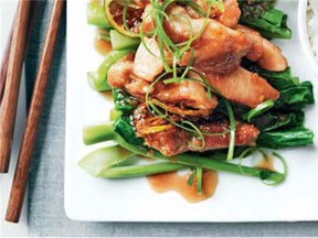 Sweet and spicy chicken is served over broccoli with the sauce you make along with the chicken.
Photograph by: HarperCollins Canada