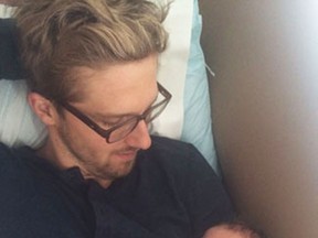 Detroit Red Wings' forward Darren Helm and his daughter Rylee Klaire Helm, who was born on March 23, 2015. The NHLer  helped deliver his daughter in the back seat of the family car. (Courtesy of Helm family)