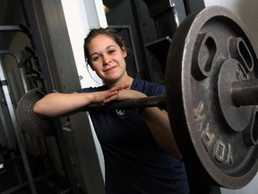 Bree Polci is photographed in the varsity gym at the University of Windsor prior to her workout on Thursday, February 26, 2015. Polci has suffered two concussions in during her career playing hockey.      (TYLER BROWNBRIDGE/The Windsor Star)