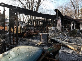 The remains of a house fire on the 100 block of Park St. in Harrow, south of Highway #50, Wednesday, March 18, 2015.  (DAX MELMER/The Windsor Star)