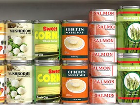 Canned food on a shelf. (Fotolio.com)