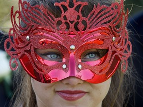 In this file photo, Katelyn Brochert, 16, wears a  masquerade mask at the General Amherst prom held at the Ciociaro Club in Tecumseh, Ont., on June 5, 2009.  (Jason Kryk/ The Windsor Star)