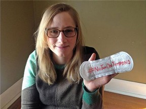 Jill Piebiak, a 28-year-old activist, started an online petition to get rid of the federal goods and services tax associated with femine hygiene products. (Alicia Gosselin/Ottawa Citizen)