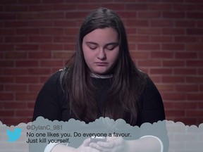 Alexa Carroccia of LaSalle as she appears in the Kids Read Mean Tweets video by the Canadian Safe School Network. (John St. Advertising/The Windsor Star)