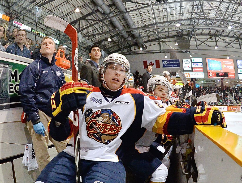 Maple Leafs fans don McDavid jerseys at Otters game