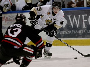 LaSalle Vipers forward Daniel Beaudoin carries the puck towards the Sarnia Legionnaires net Saturday, March 14, 2015, at the Vollmer Complex. (RICK DAWES/The Windsor Star)