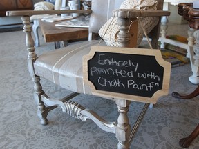 Amateur decorators are going crazy for chalk-finish paint. The Dandelion store in Tecumseh runs classes and stocks the most popular brand, Annie Sloan Chalk Paint. It helps transform old furniture with just a few coats of paint and wax. (DAN JANISSE / The Windsor Star)