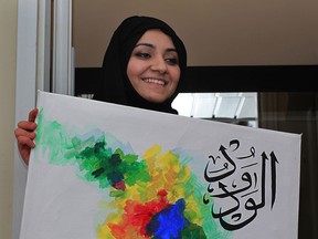 St. Clair College student Salwa Najm of Windsor with her art used in movie Furious 7, April 02, 2015. (NICK BRANCACCIO/The Windsor Star)