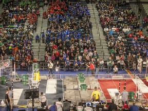 This was Windsor's second time hosting the FIRST robotics tournament, featuring more than 1,000 students and 48 high schools from Canada and the United States. The event takes place Friday, March 3, and Saturday, March 4, at the University of Windsor's St. Denis Centre. (DAX MELMER/The Windsor Star)