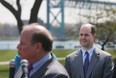 Ambassador Bridge Companies Matthew Moroun, right, looks on as Detroit Mayor Mike Duggan anounces a new deal between the City of Detroit and the bridge company on Wednesday, April 29, 2015 in Detroit. (Carlos Osorio/The Associated Press)