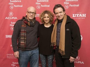 director Alex Gibney, left, Sara Bernstein, Senior Vice President of Programming for HBO Documentaries, and author/producer Lawrence Wright, right, attend the premiere of "Going Clear: Scientology and the Prison of Belief" during the 2015 Sundance Film Festival in Park City, Utah. The documentary has been seen by more than 5.5 million people since its debut two weeks ago. It is likely to wind up being second only to a 2013 movie on Beyonce as the premium cable network's most-watched documentary of the past decade, HBO said Monday, April 13, 2015. (Arthur Mola/Invision/AP, File)