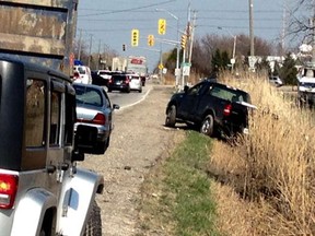 Traffic was backed up on County Road 42 at Lauzon Parkway Friday afternoon following a collision.