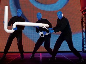 Blue Man Group, the national touring company, is performing eight shows at Detroit's Fisher Theatre. (Courtesy of Blue Man Group)