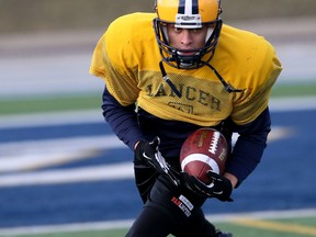 Former Green Griffin Jayden Gauthier catches a pass during practice at Alumni Field. (NICK BRANCACCIO/The Windsor Star)