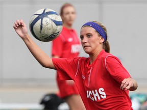 Alicia Amante from Holy Names during WECSSAA girls soccer action against St. Anne's on April 28, 2015. (JASON KRYK/The Windsor Star)