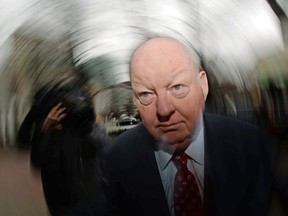 Suspended senator Mike Duffy arrives to the courthouse in Ottawa on Tuesday, April 21, 2015. Duffy is facing 31 charges of fraud, breach of trust, bribery, frauds on the government related to inappropriate Senate expenses. THE CANADIAN PRESS/Sean Kilpatrick  0422 col blatchford