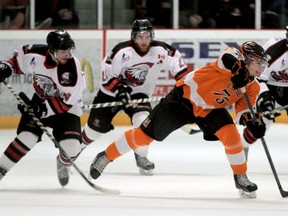 The Essex 73's lost 7-3 to the Ayr Centennials Saturday at the Essex Centre Sports Complex. (RICK DAWES/The Windsor Star)