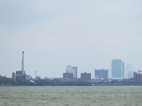 A group of smoke stacks on a power generation plant is seen just east of downtown Windsor on Monday, April 20, 2015.          (TYLER BROWNBRIDGE/The Windsor Star)