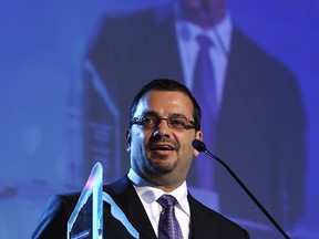 Frank Abbruzzese accepts the Entrepreneur of the Year Award at the 22nd annual Business Excellence Awards at the Ciociaro Club in Windsor in 2012.  
Tyler Brownbridge / The Windsor Star