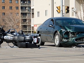The crash scene at Lauzon Road and McHugh Street on the afternoon of April 1, 2015. (Gabrielle Smith / Special to The Star)