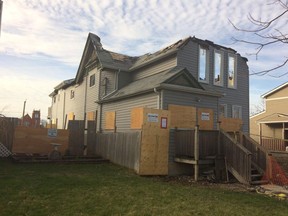 Windsor fire crews battled a blaze at a multi-unit home in the 800 block of Assumption Street Tuesday, April 14, 2015. Six people were displaced as a result of the fire. (DAN JANISSE/The Windsor Star)