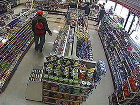 A security camera image of the Windsor chewing gum thief in November 2014. (Courtesy of Windsor Police)
