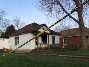 Police tape surrounds a home gutted by fire at 1647 Jefferson Blvd. on Thursday, April 16, 2015. (DAN JANISSE/The Windsor Star)