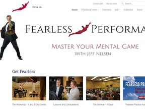 Former Canadian Brass French horn player Jeff Nelsen is shown in a screen shot of his website. He will be in Windsor April 10, 2105 for a concert with the University Wind Ensemble and a workshop for horn players the next day.