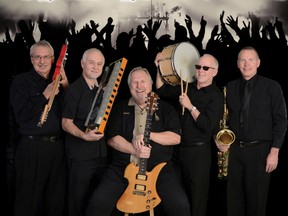 The Krazy Kenny Project are (l-r): Dave Willick, bass guitar and vocals; Wayne Lealess, harmonica, keyboards and guitar; Ken Koekstat, guitar and vocals; Owen Jones, drums and vocals; Dave Belch, tenor saxophone.