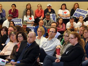 The gymnasium at Western High School was full during  the PARC Community Meeting regarding the possible closure of General Amherst High School, Kingsville District High School, Western Secondary School and Harrow High School.  (JASON KRYK/The Windsor Star)