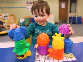 Gabriel Maxwell-Labute, 4, is shown on Tuesday, April 7, 2015, at the John McGivney Children's  Centre. He is part of the preschool program at the facility. (DAN JANISSE/The Windsor Star)