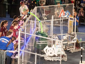 Teams compete at the FIRST Robotics 2015 Windsor-Essex Great Lakes Regional competition at the St. Denis Centre, Friday, April 3, 2015.  (DAX MELMER/The Windsor Star)