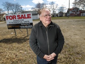 City Coun. Hilary Payne stands on the site of a piece of undeveloped property at the corner of Riverside Dr. East and Marentette Ave., Friday, April 10, 2015.  (DAX MELMER/The Windsor Star)