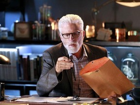 Ted Danson in a scene from "CSI: Crime Scene Investigation." CBS is saying goodbye to its long-running hit "CSI: Crime Scene Investigation" with a two-hour finale this fall and hello to “Supergirl,” an unusual genre show for the network. Television's most popular network will wrap one of its most pivotal hits, the CSI that started the franchise in 2000, on Sept. 27, with original cast members William Petersen and Marg Helgenberger returning for the finale. (Robert Voets/CBS via AP)