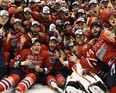 The Oshawa Generals celebrate their first OHL title in 18 years. (AARON BELL/OHL Images)