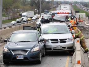 A multi-vehicle collision slowed traffic on E.C. Row Expressway on May 4, 2015. (Dax Melmer/The Windsor Star)