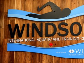 Windsor International Aquatic and Training Centre logo/sign during event to support Tim Hortons camp day, Monday May 25, 2015.  (NICK BRANCACCIO/The Windsor Star).