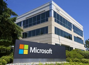 A building on the Microsoft Headquarters campus is pictured July 17, 2014 in Redmond, Washington. (Stephen Brashear/Getty Images)
