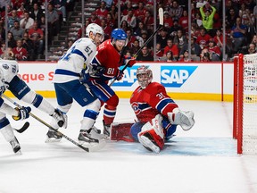 Steven Stamkos #91 of the Tampa Bay Lightning scores on Carey Price #31 of the Montreal Canadiens in Game Five of the Eastern Conference Semifinals during the 2015 NHL Stanley Cup Playoffs at the Bell Centre on May 9, 2015 in Montreal, Quebec, Canada. The Canadiens defeated the Lightning 2-1.  The Lightning lead the series 3-2. (Photo by Minas Panagiotakis/Getty Images)