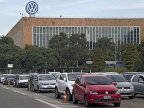 View of the German carmaker Volkswagen plant in Sao Bernardo do Campo, 25 km south of Sao Paulo, Brazil on May 15, 2015. Sales and production of vehicles in Brazil had sharp declines in the first quarter of 2015: 881,770 vehicles were manufactured, 17.5% less than in the same period of 2014, and 893,630 were sold, 19.2% less, according to the association of car manufacturers Anfavea. AFP PHOTO / Nelson ALMEIDANELSON ALMEIDA/AFP/Getty Images