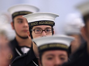 Members of the Royal Canadian Sea Cadet Corps Agamemnon take part in the 95th annual review at H.M.C.S Hunter, Saturday, May 30, 2015.  (DAX MELMER/The Windsor Star)