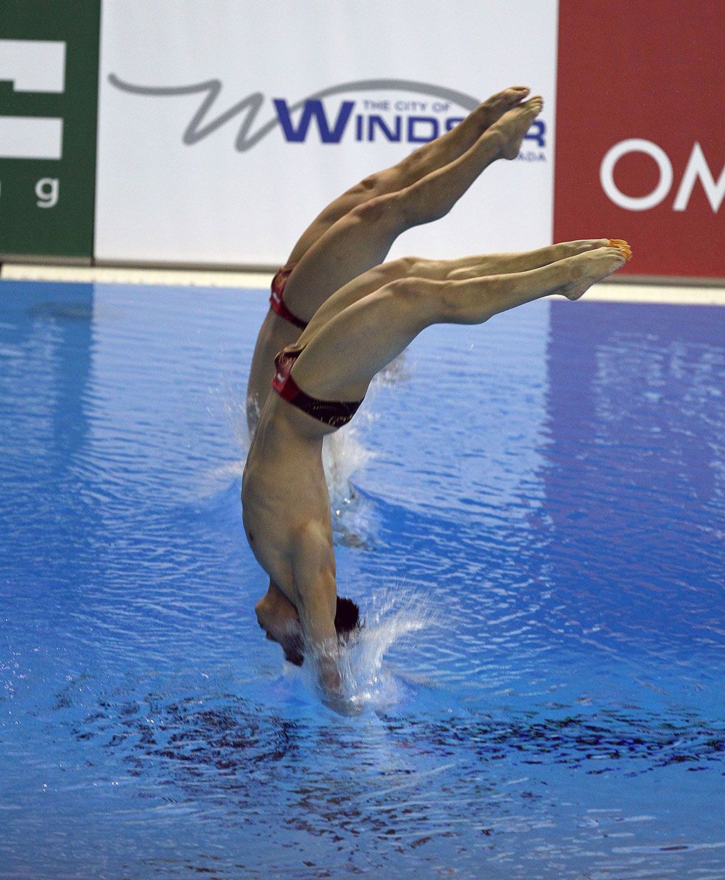 China's Chao He and Chong He compete in the men's 3m synchro springboard event at the Fina Diving World Series at the Windsor International Aquatic and Training Centre in Windsor on Friday, May 22, 2015. (TYLER BROWNBRIDGE/The Windsor Star)