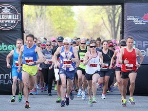 Runners participate in the Le Chocolate Half Marathon, 5k, and 10k run in Olde Walkerville, Sunday, May 3, 2015.  (DAX MELMER/The Windsor Star)