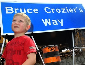 Files: A ceremony was held Friday, Sept. 2, 2011, in Tecumseh to dedicate a portion of Highway 3 in honour of the late Bruce Crozier. Crozier's grandson Cowan Crozier is all smiles during the event. (DAN JANISSE/The Windsor Star)