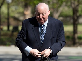 Suspended Senator Mike Duffy arrives at the courthouse Thursday May 7, 2015 in Ottawa. (THE CANADIAN PRESS/Adrian Wyld)