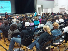 More than 150 parents and students attended a fourth and final meeting at Kingsville High School, to listen to recommendations for five area high schools with capacity issues. (Dane Wanniarachige/Special to The Star)