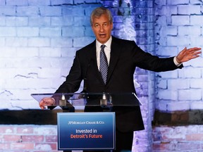 JPMorgan Chase CEO Jamie Dimon visits Detroit on the one year anniversary of the firm's $100 million commitment to the city's revitalization, on Monday, May 18, 2015 in Detroit. (Photo by Rick Osentoski/Invision for JPMorgan Chase Co./AP Images)